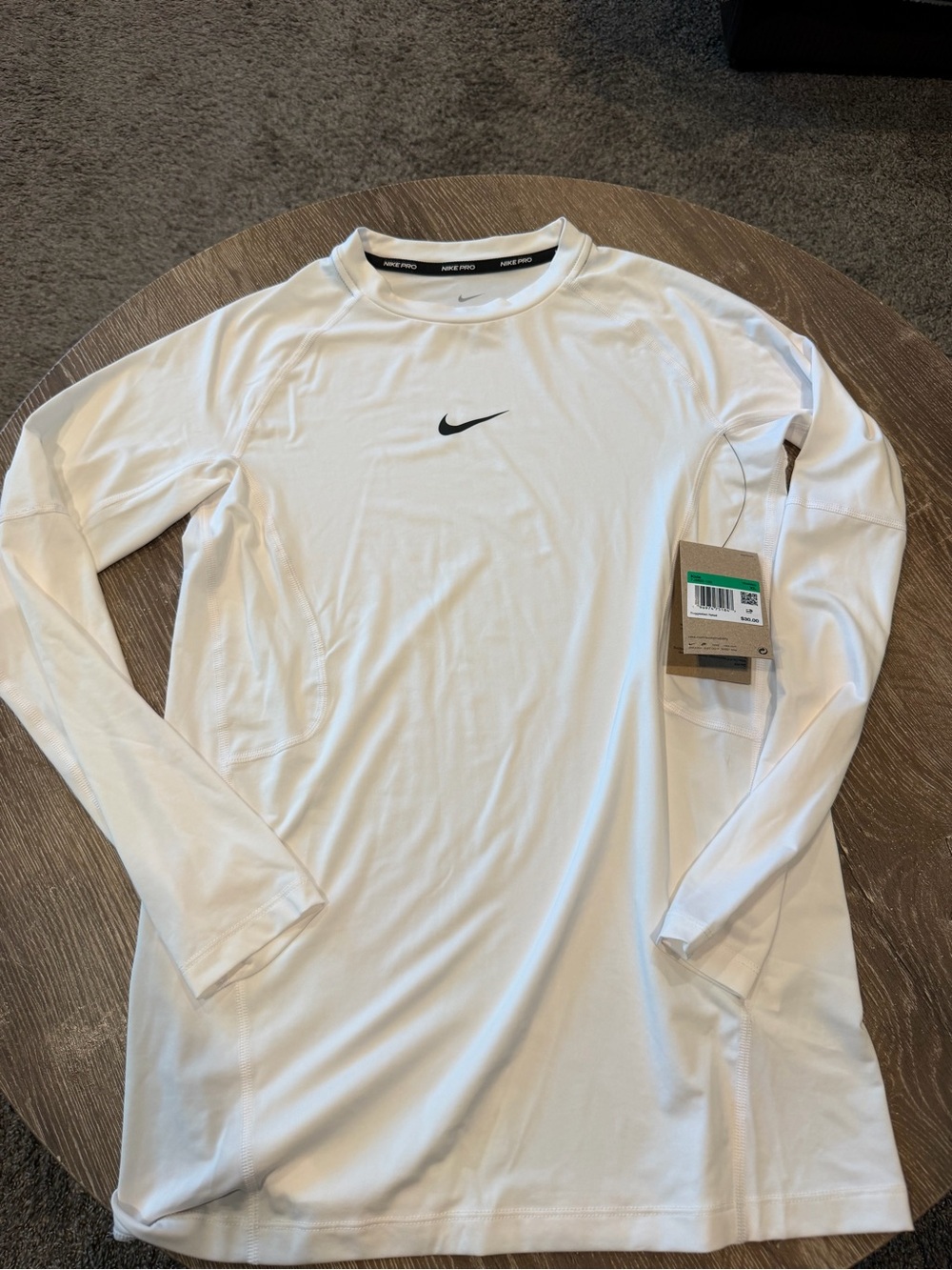 Nike Boy’s White Long-Sleeve Dri-FIT Training Shirt